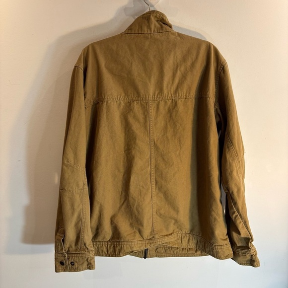 COLUMBIA Sz L Loma Vista Tan Driving Coat Jacket Zip Up Funnel Collar Unlined - Picture 7 of 11